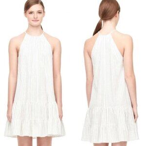 Rebecca Taylor | Drop Waist White Halter Mini Dress Stripe Cotton Blend | Size 2